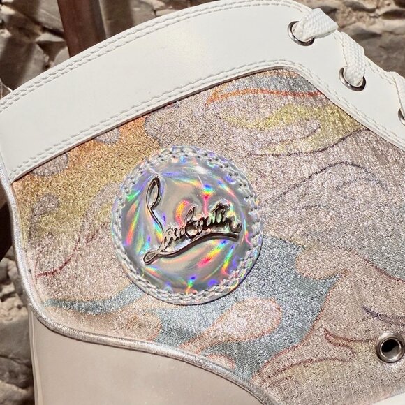 Christian Louboutin Lou Spikes Flame Lurex High-top Sneakers - Picture 11 of 15